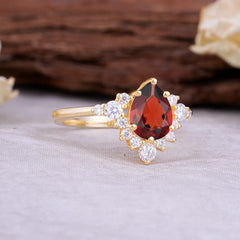 Classic Luxe 6-Prong Pear-Cut Natural Garnet Engagement Ring