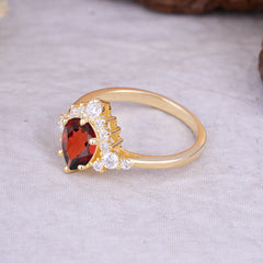 Classic Luxe 6-Prong Pear-Cut Natural Garnet Engagement Ring