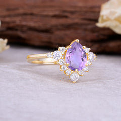 Classic Luxe 6-Prong Pear-Cut Natural Amethyst Engagement Ring