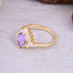 Classic Luxe 6-Prong Pear-Cut Natural Amethyst Engagement Ring