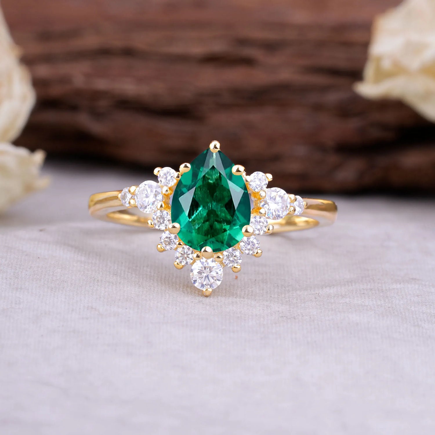 Classic Luxe 6-Prong Pear-Cut Emerald Engagement Ring