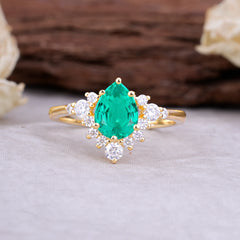 Classic Luxe 6-Prong Pear-Cut Emerald Engagement Ring