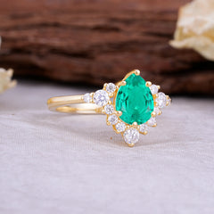 Classic Luxe 6-Prong Pear-Cut Emerald Engagement Ring