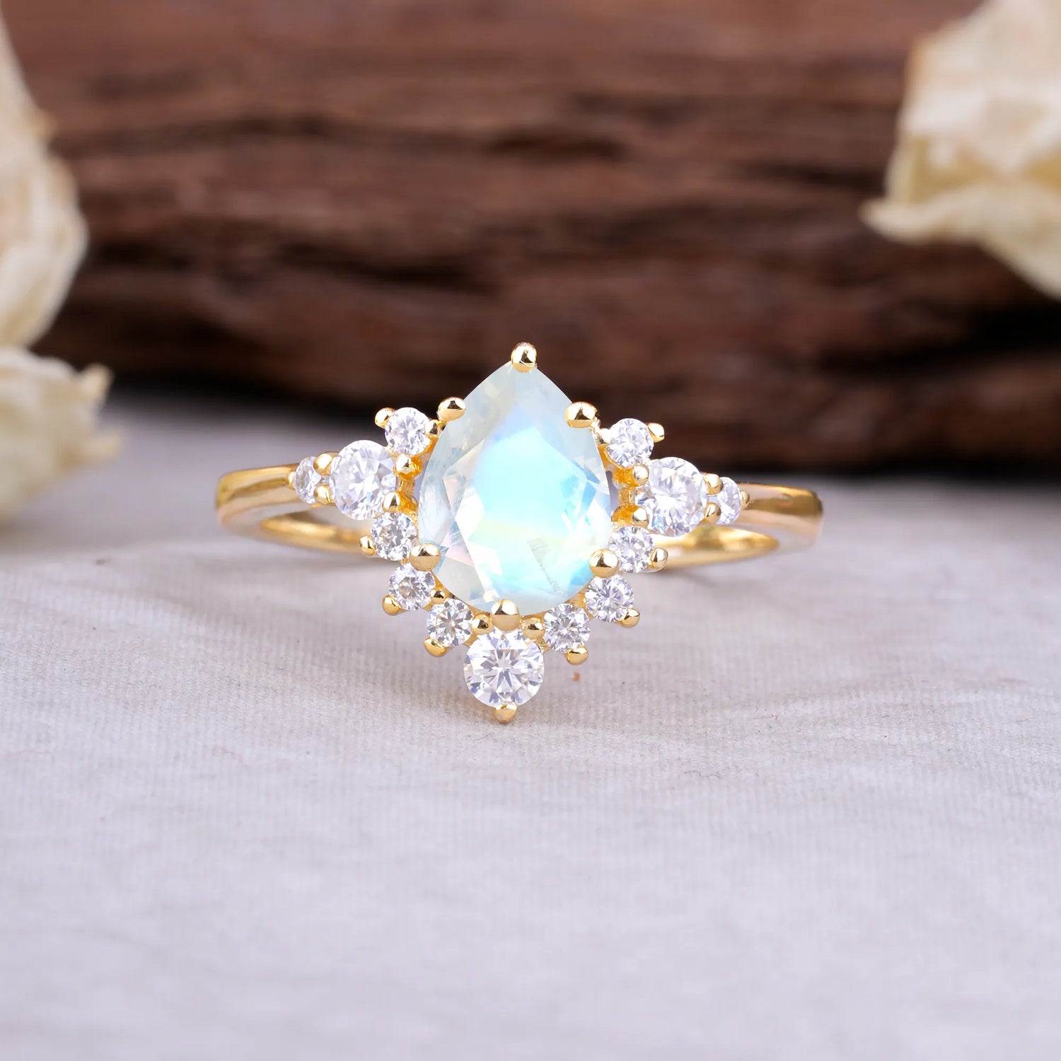 Classic Luxe 6-Prong Pear-Cut Moonstone Engagement Ring