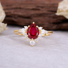 Classic Luxe 6-Prong Pear-Cut Ruby Engagement Ring