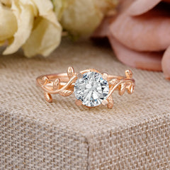 Nature-Inspired Classic 4-Prong Round Lab Diamond Engagement Ring