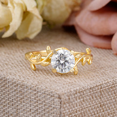 Nature-Inspired Classic 4-Prong Round Moissanite Engagement Ring