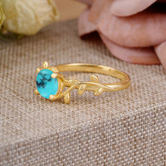 Nature-Inspired Classic 4-Prong Round Turquoise Engagement Ring