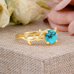 Nature-Inspired Classic 4-Prong Round Turquoise Engagement Ring