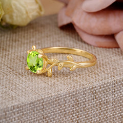 Nature-Inspired Classic 4-Prong Round Peridot Engagement Ring