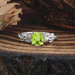 Vintage 4-Prong Round Cut Peridot Engagement Ring