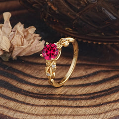 Vintage 4-Prong Round Cut Ruby Engagement Ring