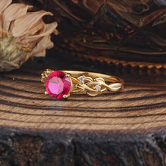 Vintage 4-Prong Round Cut Ruby Engagement Ring