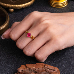 Vintage 4-Prong Round Cut Ruby Engagement Ring