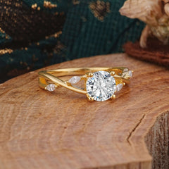 Vintage Round Cut Twisted Band Lab Diamon Ring for Women