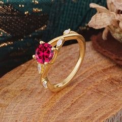 Vintage Round Cut Twisted Band Ruby Ring for Women