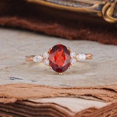 Luxury Legacy 6-Prong Oval-Cut Garnet Engagement Ring