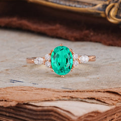 Luxury Legacy 6-Prong Oval-Cut Emerald Engagement Ring