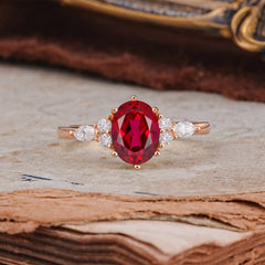 Luxury Legacy 6-Prong Oval-Cut Ruby Engagement Ring
