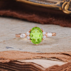 Luxury Legacy 6-Prong Oval-Cut Peridot Engagement Ring