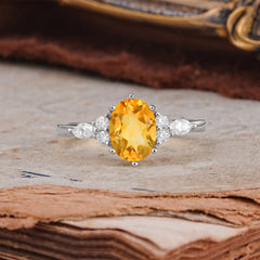 Luxury Legacy 6-Prong Oval-Cut Citrine Engagement Ring