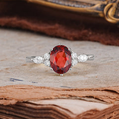Luxury Legacy 6-Prong Oval-Cut Garnet Engagement Ring