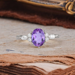 Luxury Legacy 6-Prong Oval-Cut Amethyst Engagement Ring