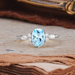 Luxury Legacy 6-Prong Oval-Cut Aquamarine Engagement Ring