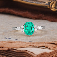 Luxury Legacy 6-Prong Oval-Cut Emerald Engagement Ring
