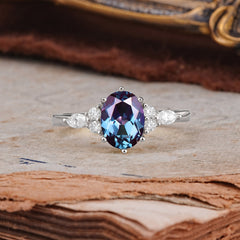Luxury Legacy 6-Prong Oval-Cut Alexandrite Engagement Ring