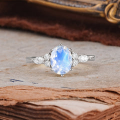 Luxury Legacy 6-Prong Oval-Cut Moonstone Engagement Ring