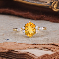 Luxury Legacy 6-Prong Oval-Cut Citrine Engagement Ring