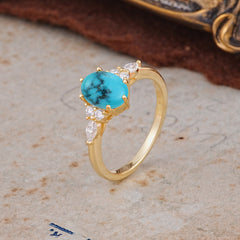 Luxury Legacy 6-Prong Oval-Cut Turquoise Engagement Ring
