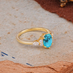 Luxury Legacy 6-Prong Oval-Cut Turquoise Engagement Ring