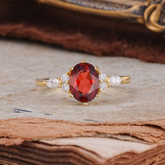 Luxury Legacy 6-Prong Oval-Cut Garnet Engagement Ring