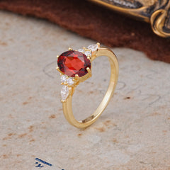 Luxury Legacy 6-Prong Oval-Cut Garnet Engagement Ring
