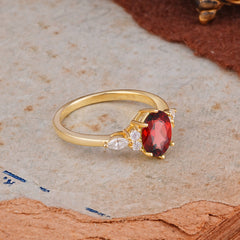 Luxury Legacy 6-Prong Oval-Cut Garnet Engagement Ring