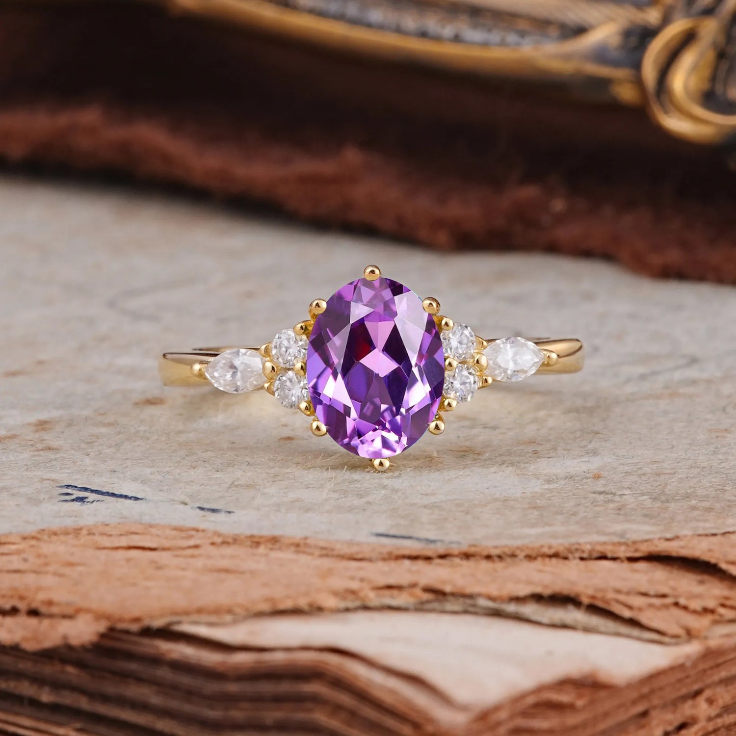 Luxury Legacy 6-Prong Oval-Cut Amethyst Engagement Ring