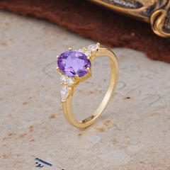 Luxury Legacy 6-Prong Oval-Cut Amethyst Engagement Ring