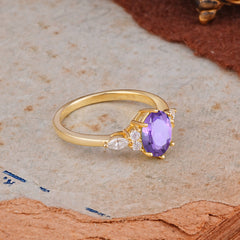 Luxury Legacy 6-Prong Oval-Cut Amethyst Engagement Ring