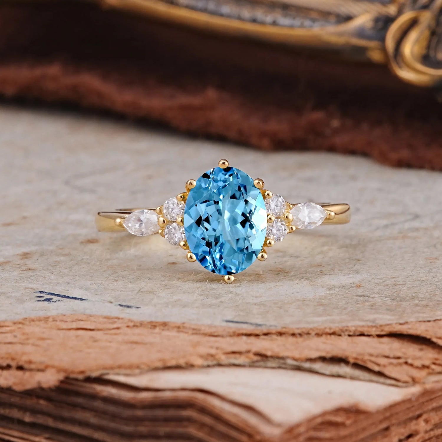 Luxury Legacy 6-Prong Oval-Cut Aquamarine Engagement Ring