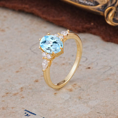 Luxury Legacy 6-Prong Oval-Cut Aquamarine Engagement Ring