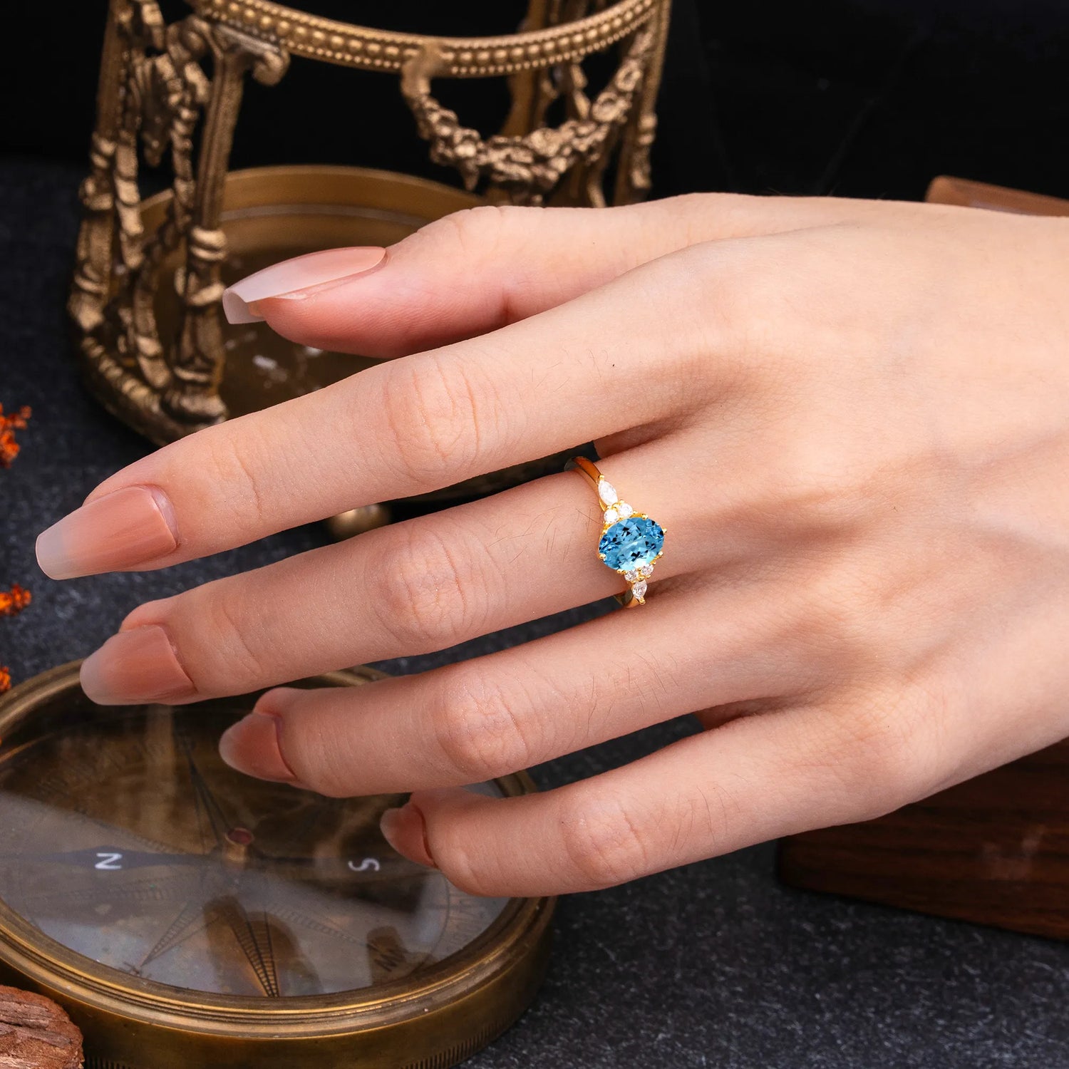 Luxury Legacy 6-Prong Oval-Cut Aquamarine Engagement Ring