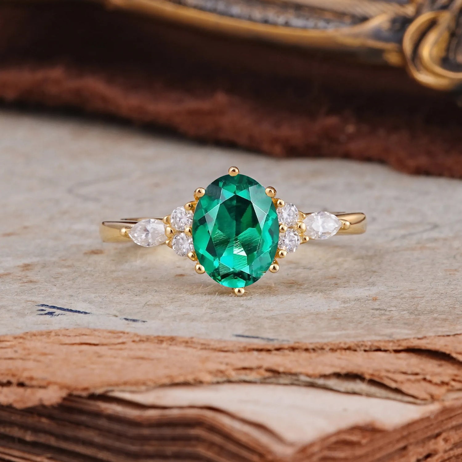 Luxury Legacy 6-Prong Oval-Cut Emerald Engagement Ring