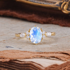 Luxury Legacy 6-Prong Oval-Cut Moonstone Engagement Ring