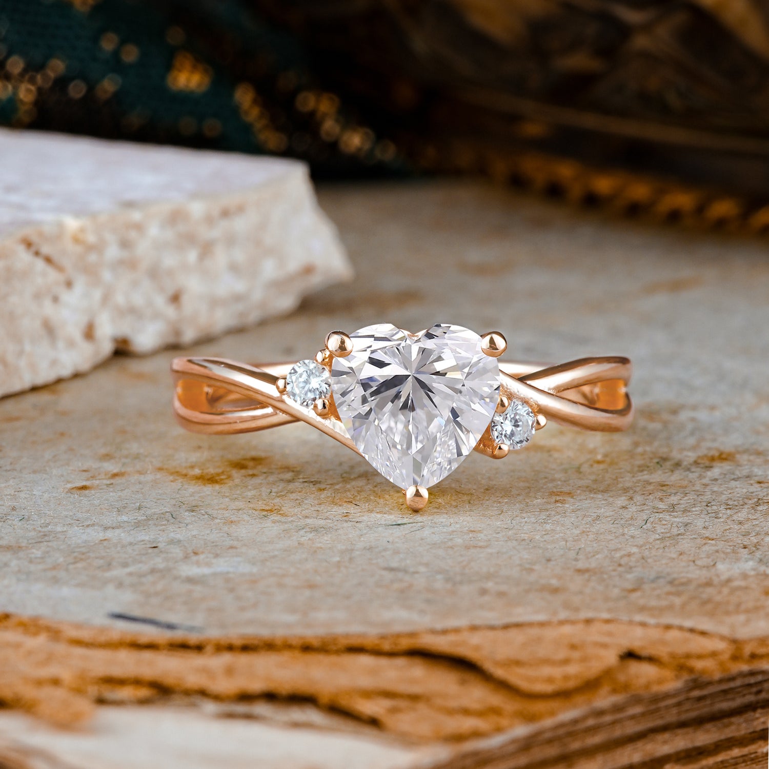 Infinity Twist Heart Shaped Lab Diamond Engagement Ring