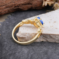 4 Prong Natural Inspired Ring Floral Sapphire Engagement Ring Pear Cut Ring