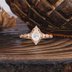 Antique Pear-Cut Moissanite Engagement Ring