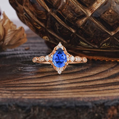 Antique Pear-Cut Sapphire Engagement Ring