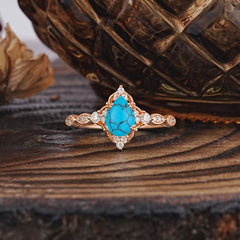 Antique Pear-Cut Turquoise Engagement Ring